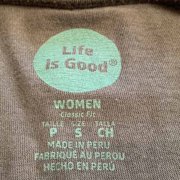 Women's Life is Good long sleeve tee, color is green, size is small - Picture 4 of 7